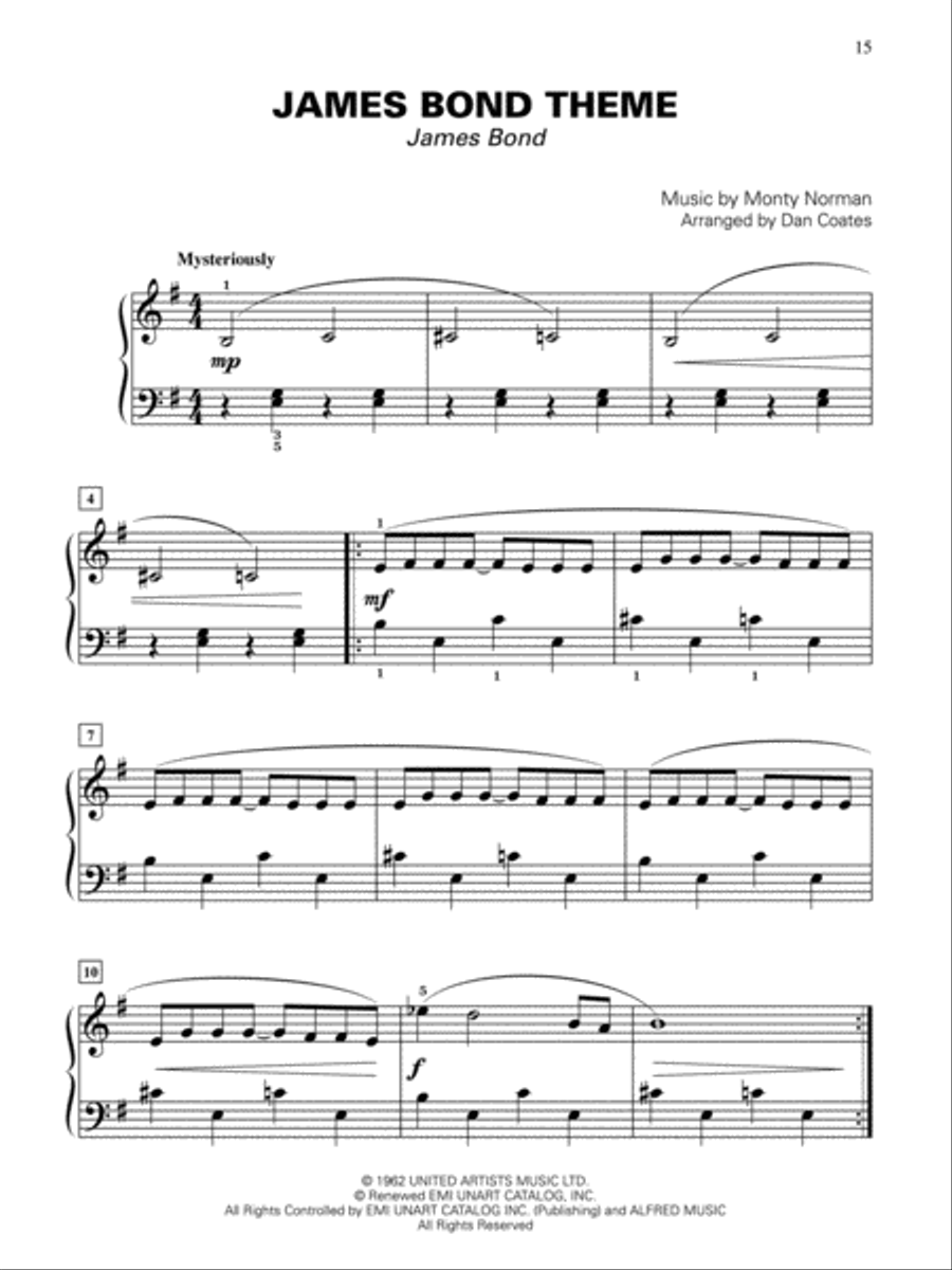 Dan Coates Popular Piano Library -- At the Movies, Book 1 Easy Piano scores gallery preview page 5