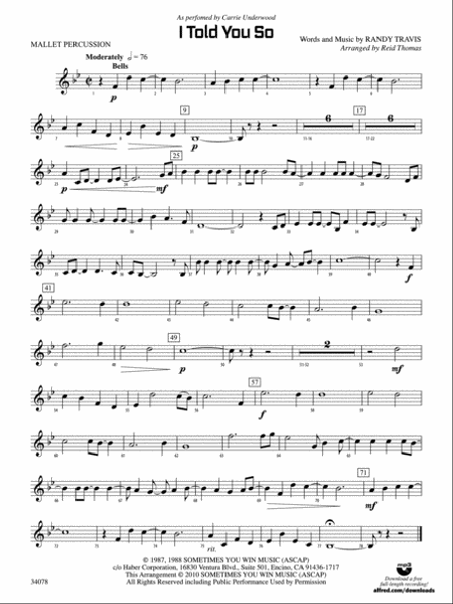 I Told You So: Mallets I Told You So: Mallets Concert Band scores gallery preview page 1