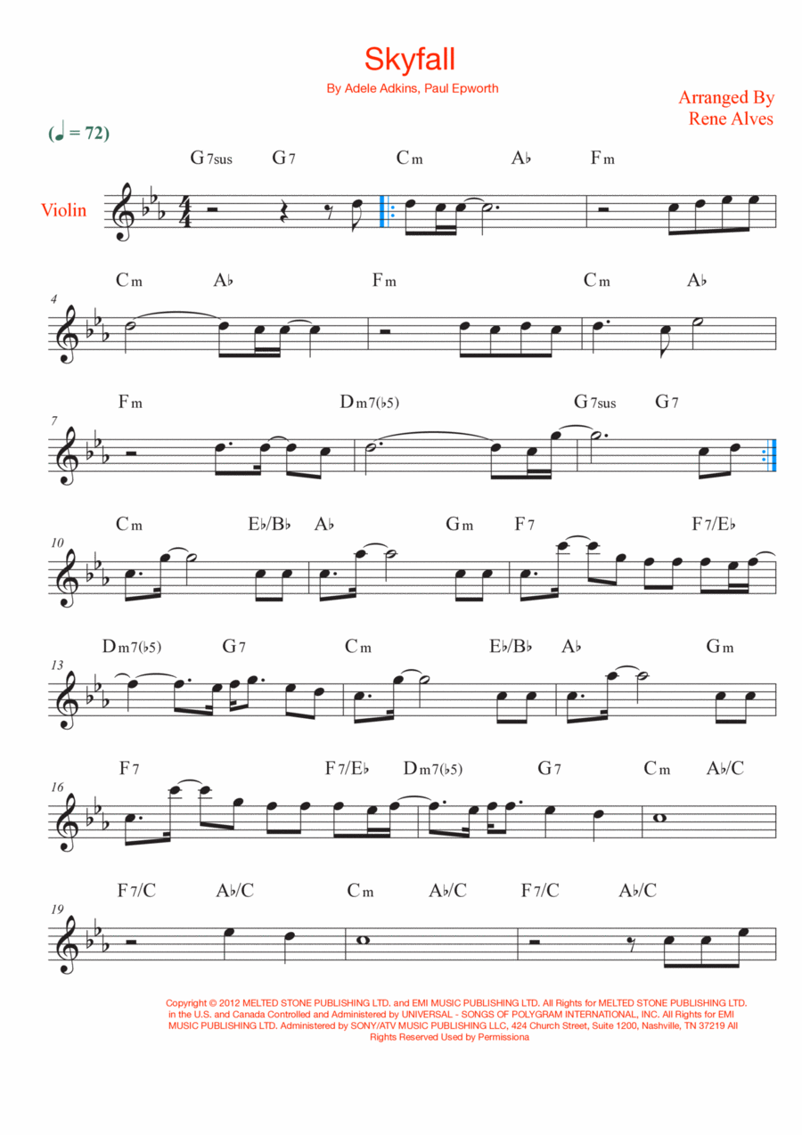 Skyfall Skyfall Violin Solo scores gallery preview page 1