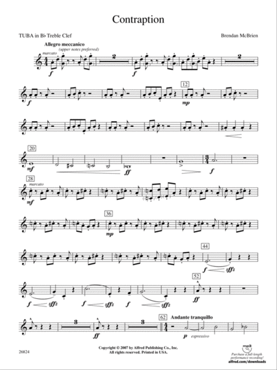 Contraption: (World Part) B-flat Tuba T.C. Concert Band scores gallery preview page 1