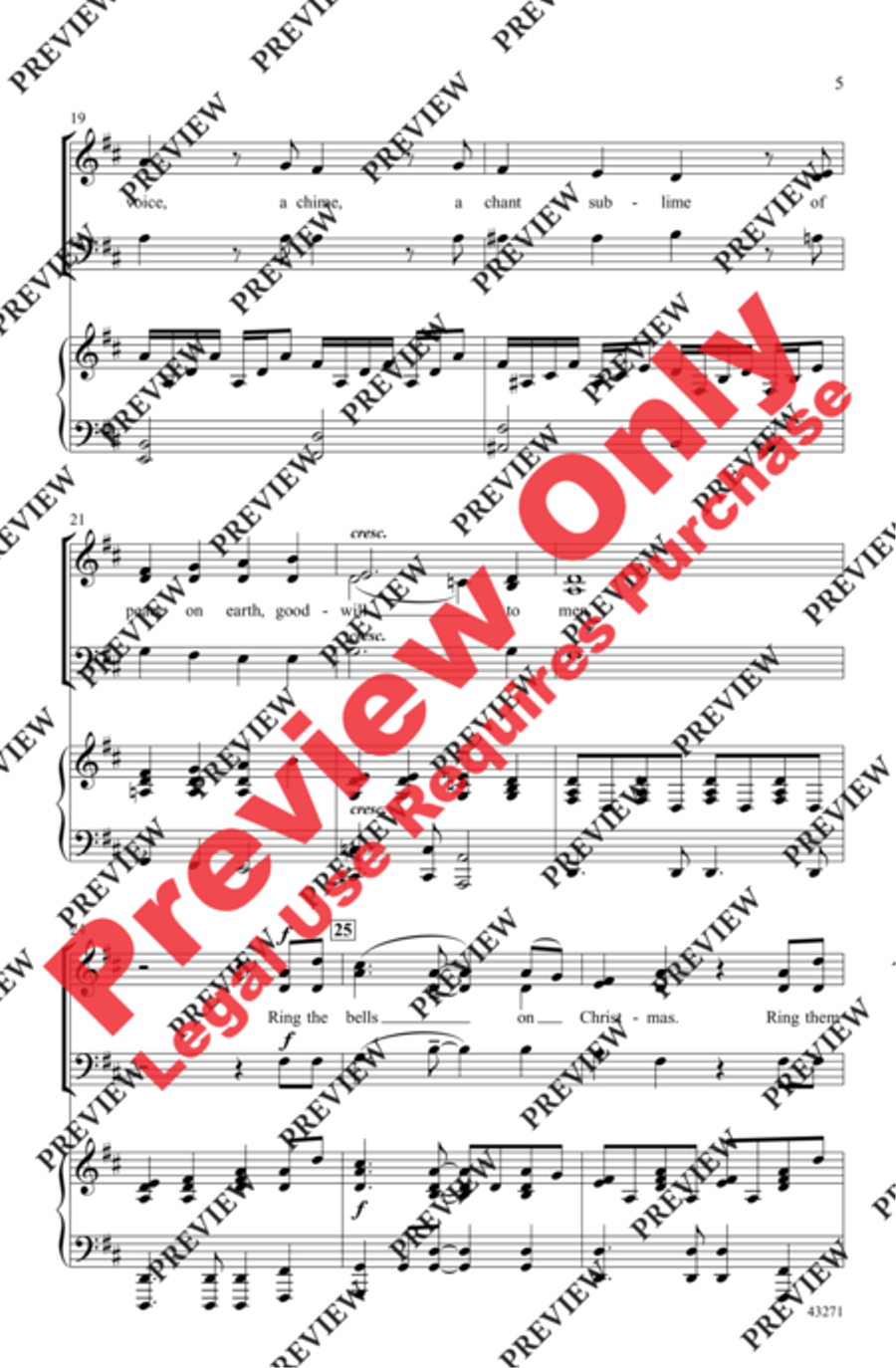 I Heard the Bells on Christmas Day 3-Part scores gallery preview page 5