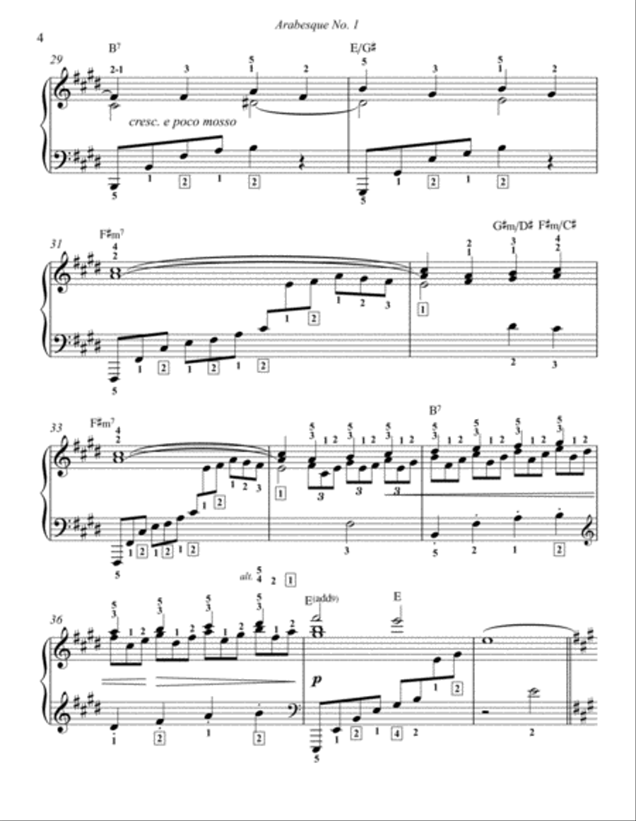 Arabesque No. 1 (Debussy) with piano fingering Piano Solo scores gallery preview page 4