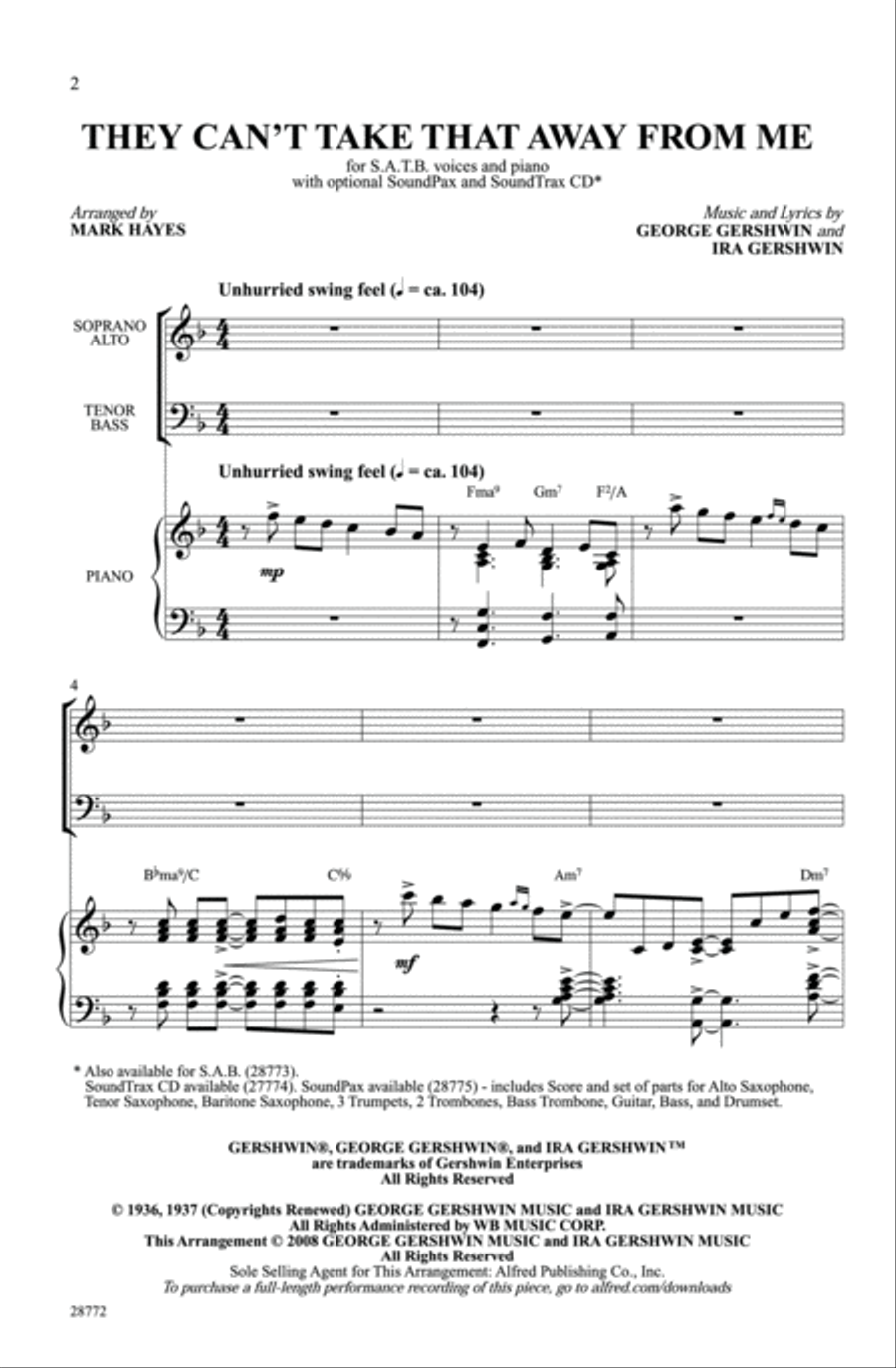 They Can't Take That Away from Me 4-Part scores gallery preview page 12