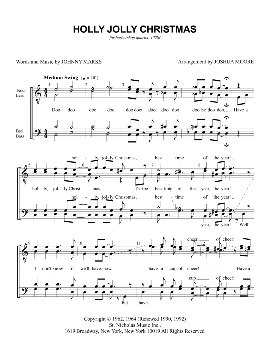 A Holly Jolly Christmas A Holly Jolly Christmas TTBB scores gallery preview page 1