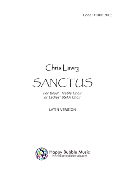 Sanctus (for Boys' Treble Choir or Ladies' SSAA Choir) Latin Version image number null