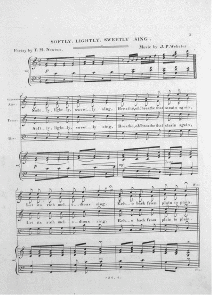 Softly, Lightly, Sweetly Sing. Quartette Voice scores gallery preview page 2