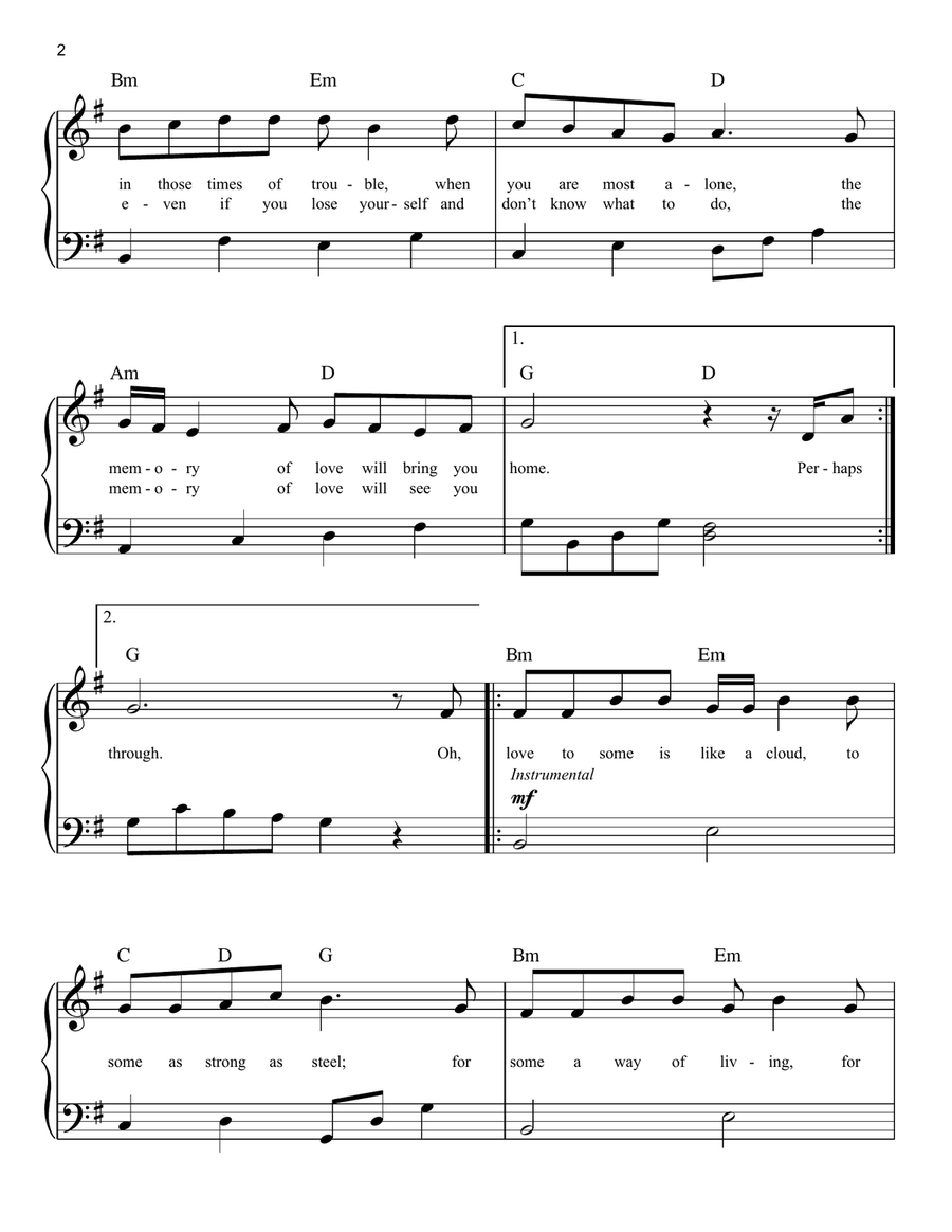 Perhaps Love Easy Piano scores gallery preview page 2