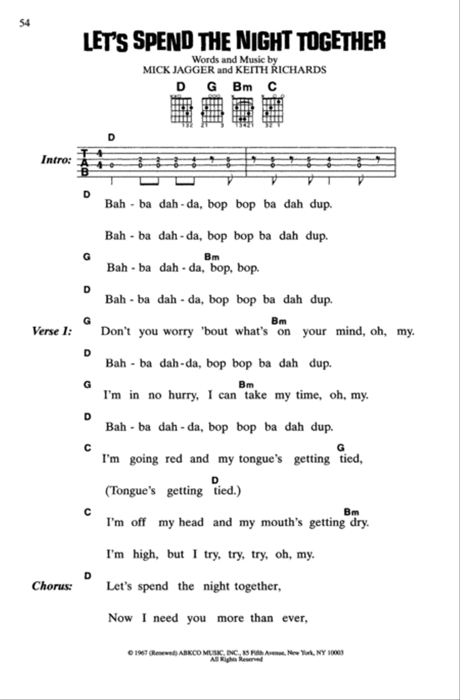 Let's Spend The Night Together Guitar scores gallery preview page 1