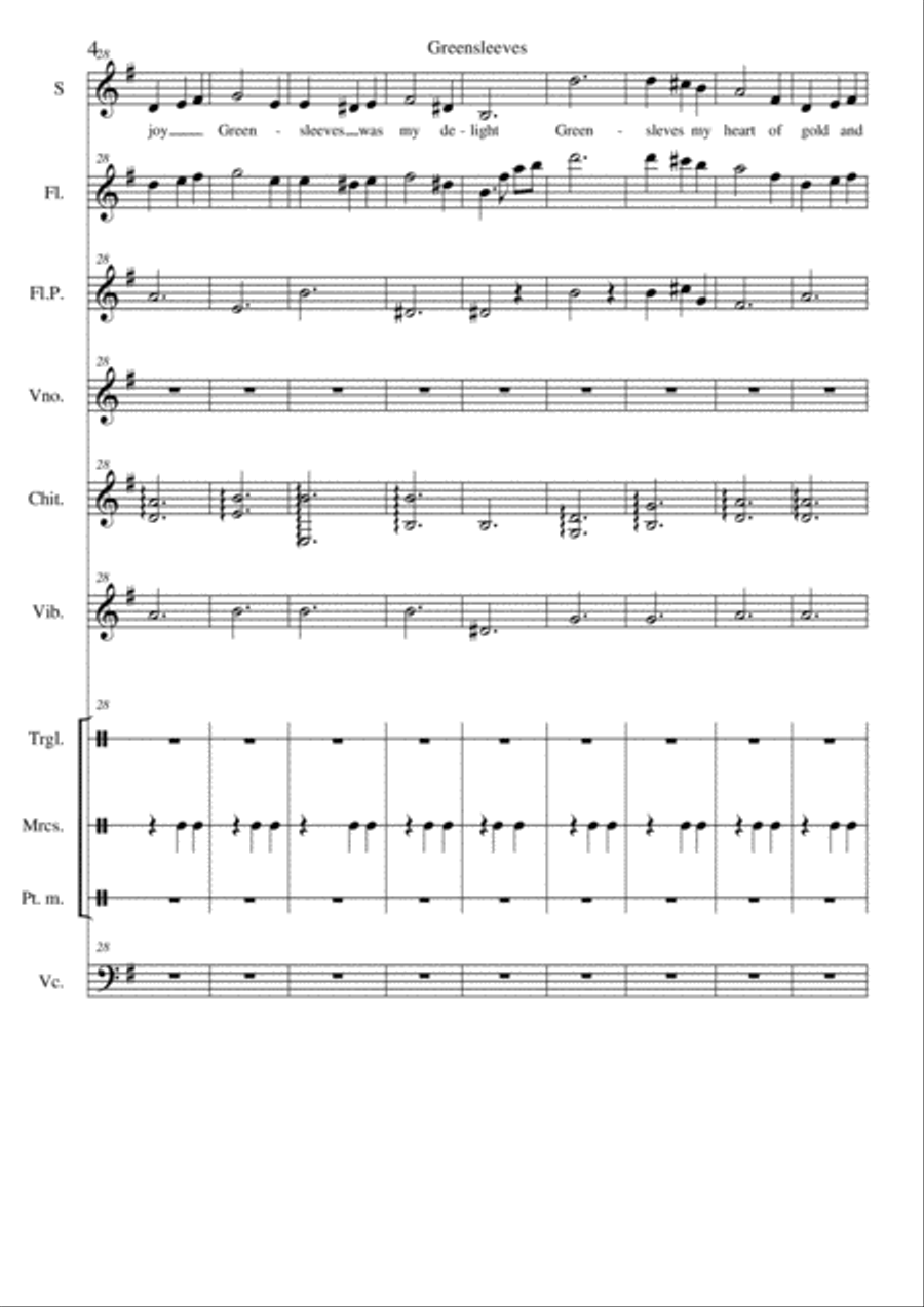 Greenleaves (ensamble and piano) Small Ensemble scores gallery preview page 4