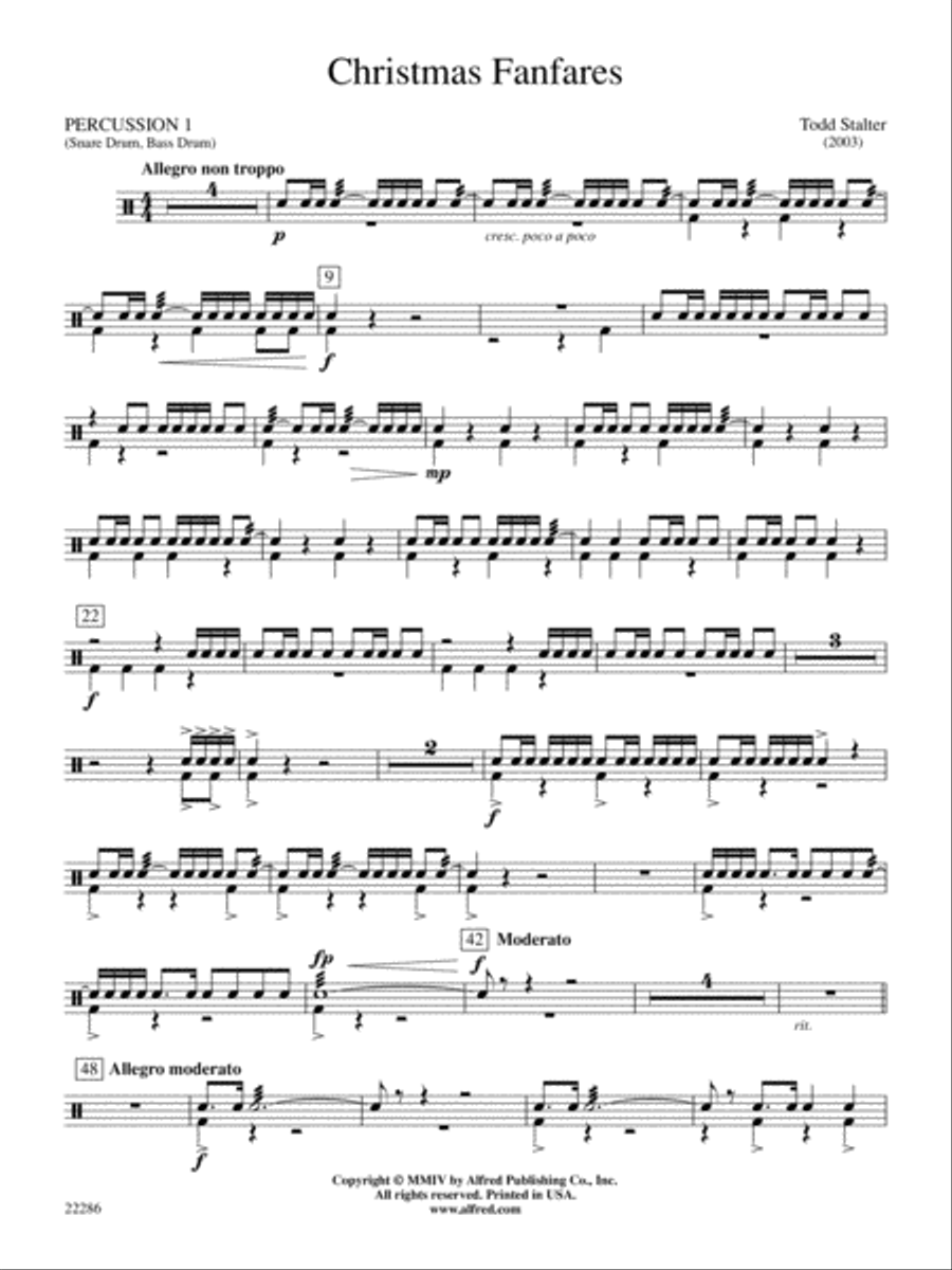 Christmas Fanfares: 1st Percussion Concert Band scores gallery preview page 1