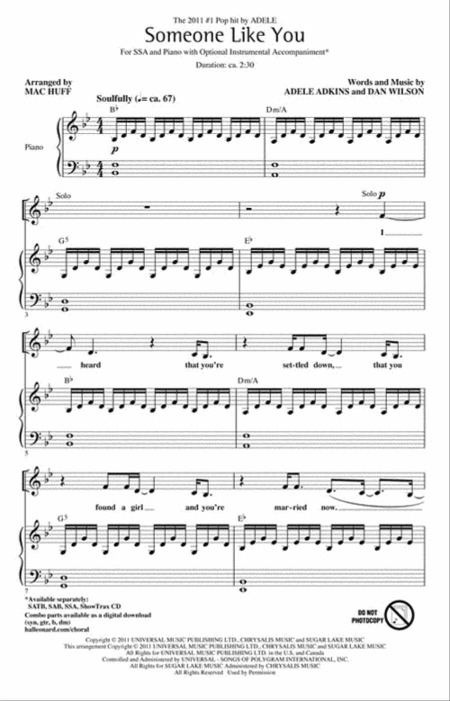 Someone Like You SSA scores gallery preview page 2