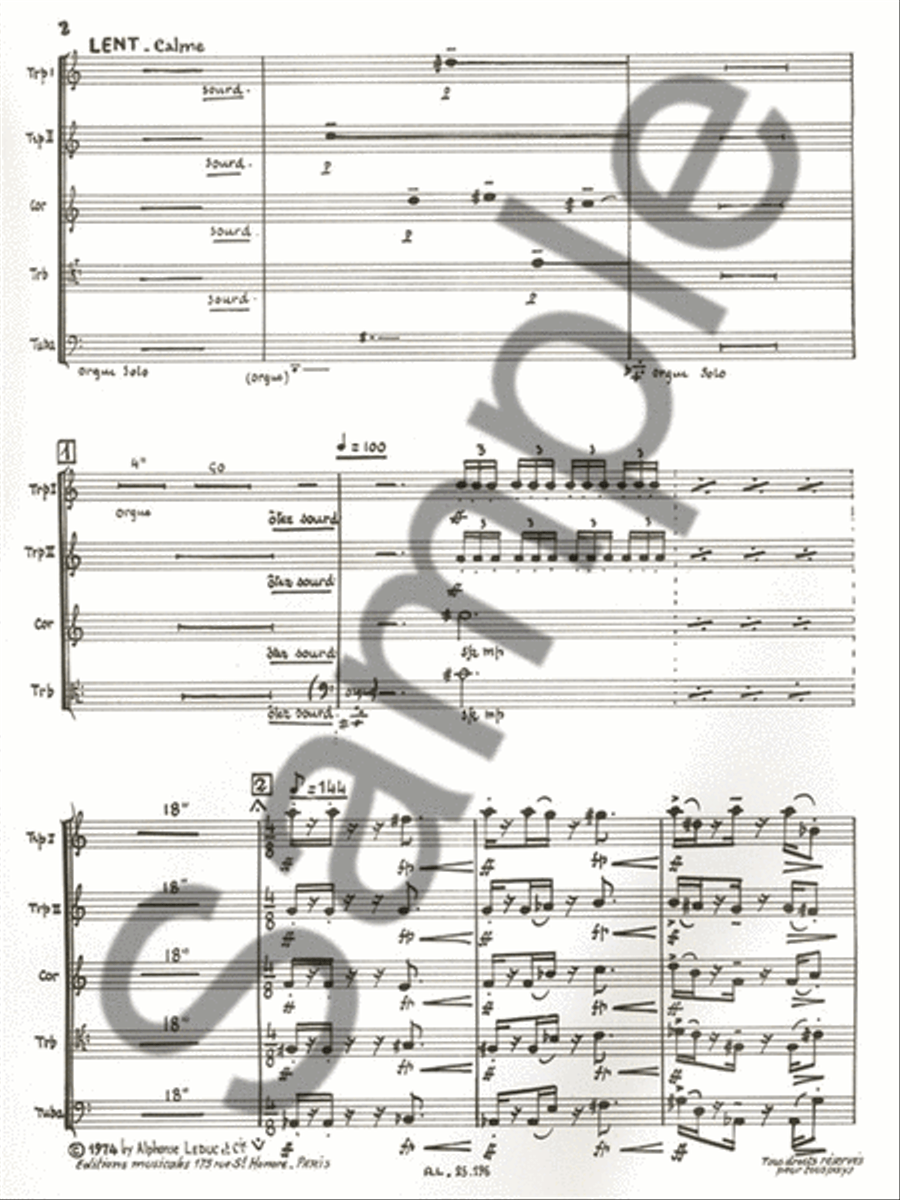 Sequences Pour L'apocalypse (sextet-brass) School and Community scores gallery preview page 2