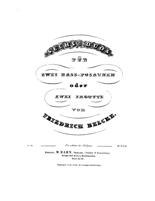 Book cover for Six Duos for Trombones, Op. 50