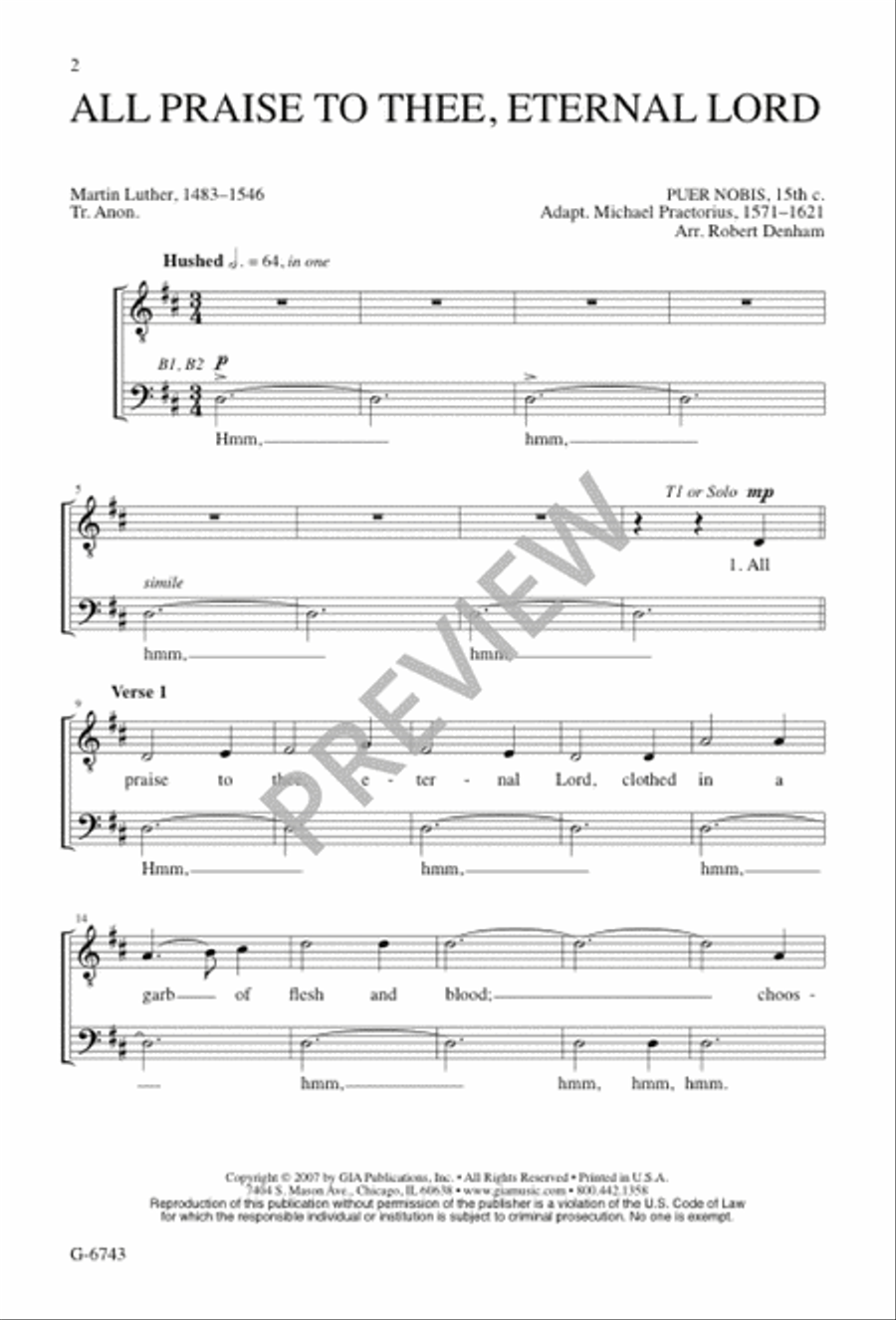 All Praise to Thee, Eternal Lord TTBB scores gallery preview page 2