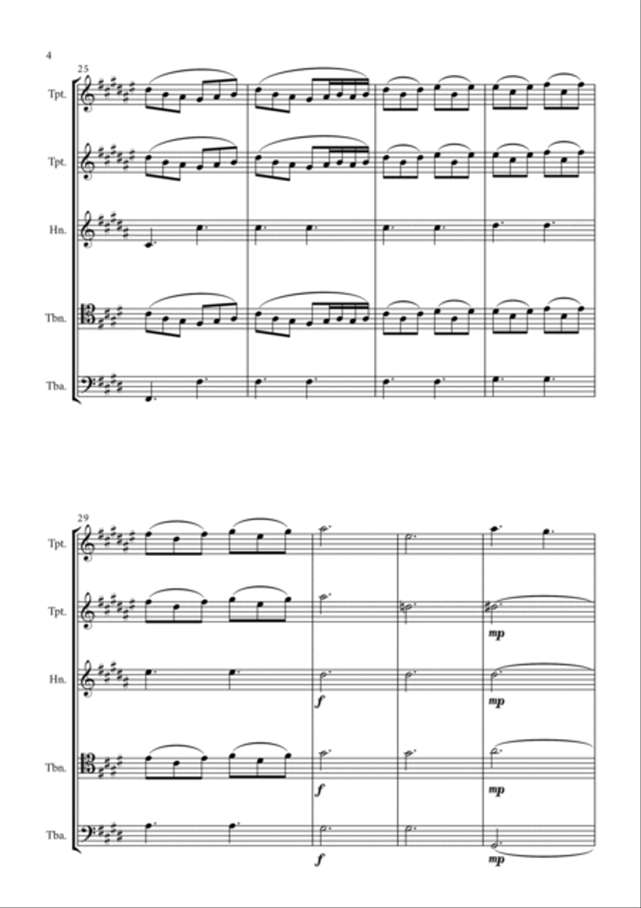 Morning Mood (Peer Gynt Suite N.1, Op 46) Brass Quintet scores gallery preview page 4