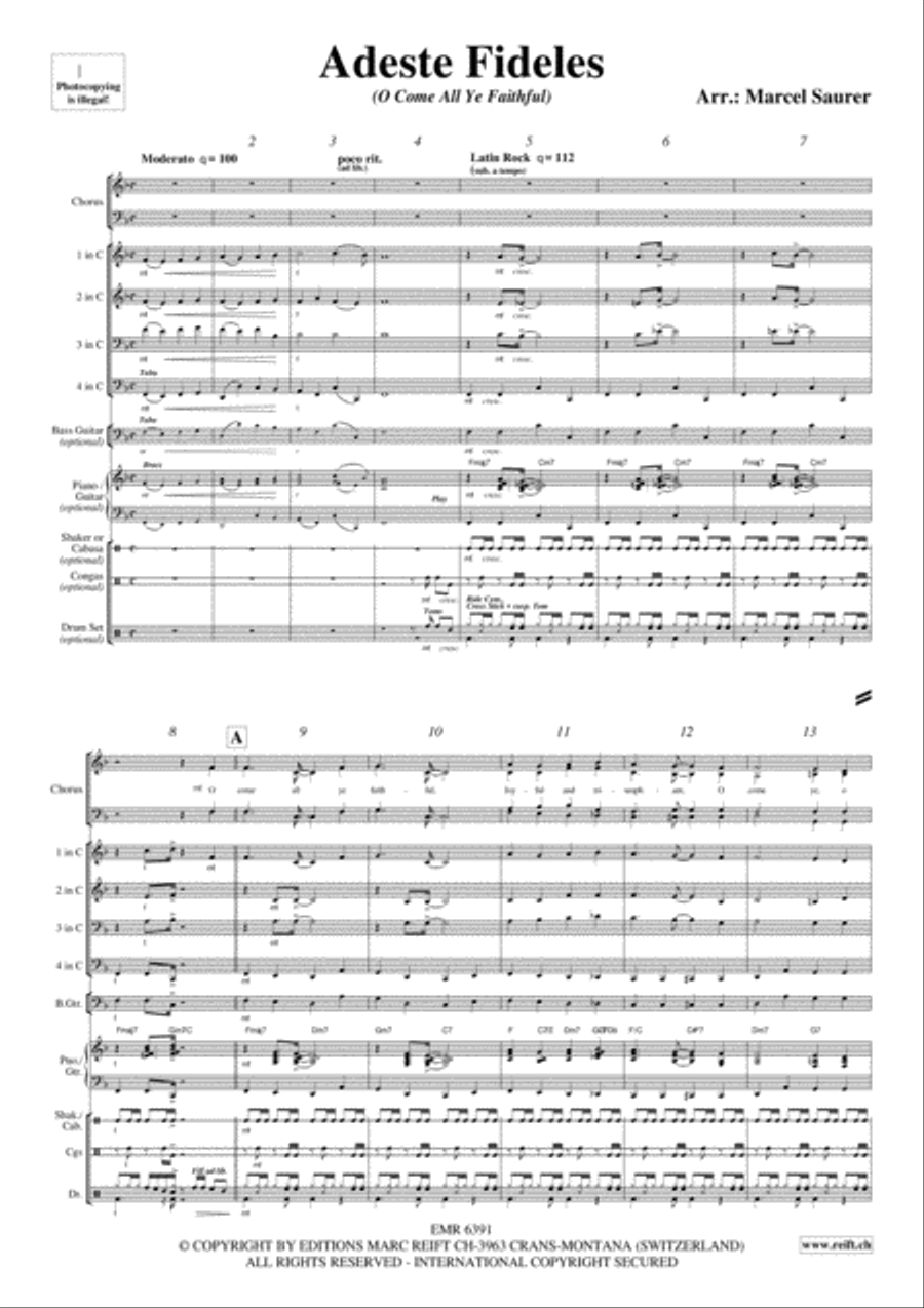 Adeste Fideles Brass Ensemble scores gallery preview page 4