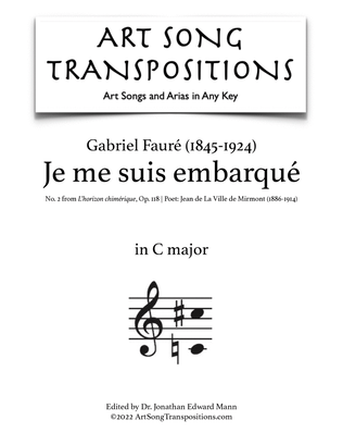 Book cover for FAURÉ: Je me suis embarqué, Op. 118 no. 2 (transposed to C major)