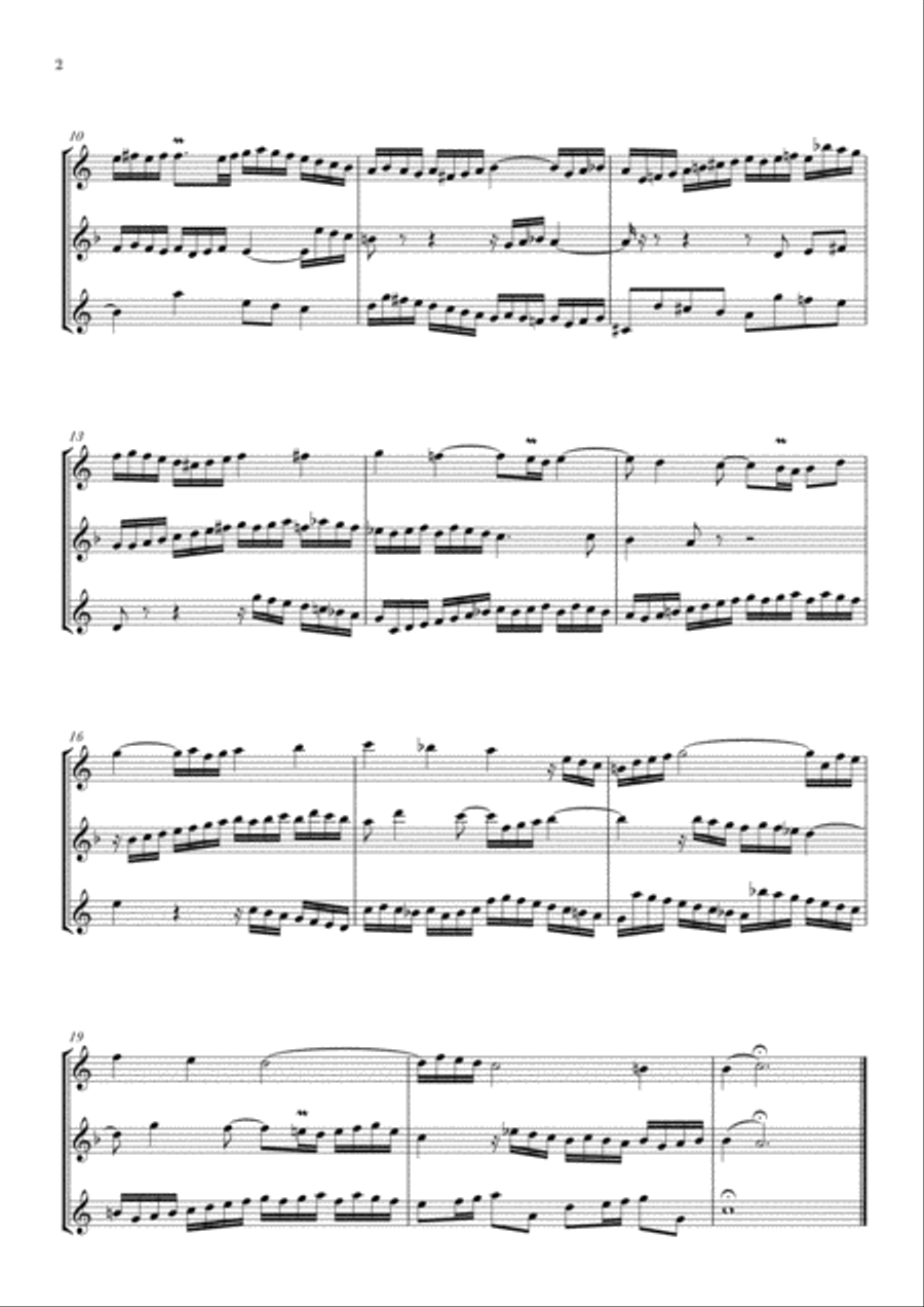 Two Sinfonias in C arranged for Flute Trio Flute Trio scores gallery preview page 2