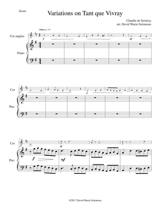 Variations on Tant que vivray for cor anglais and piano