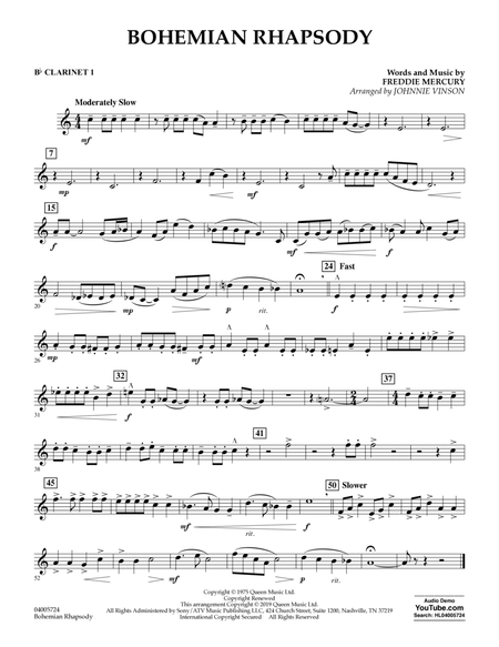 Bohemian Rhapsody (arr. Johnnie Vinson) - Bb Clarinet 1