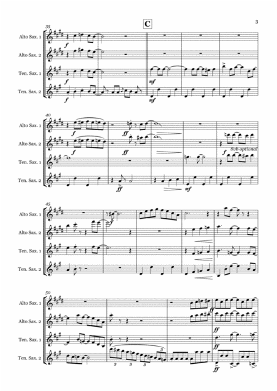 Seaside Rendezvous Saxophone Quartet scores gallery preview page 3