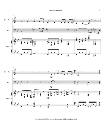 Nessun Dorma (Trio for Trumpet, Cello and Piano) image number null
