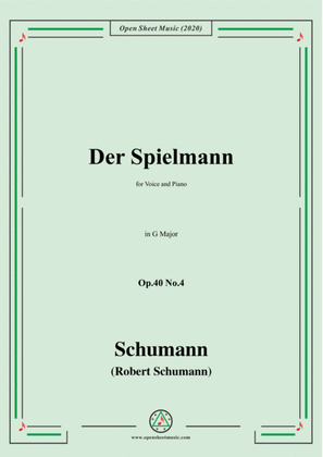 Book cover for Schumann-Der Spielmann Op.40 No.4,in F Major,for Voice and Piano
