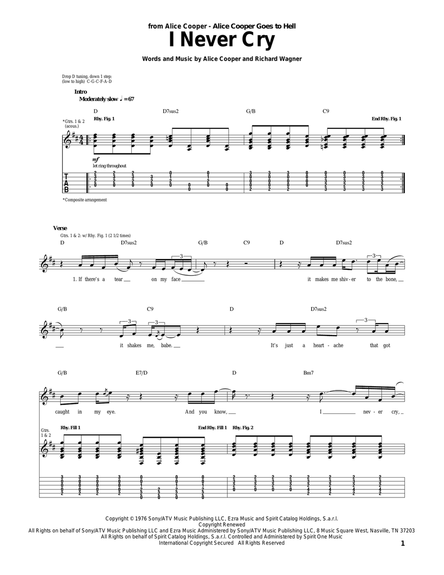 I Never Cry I Never Cry Acoustic Guitar scores gallery preview page 1