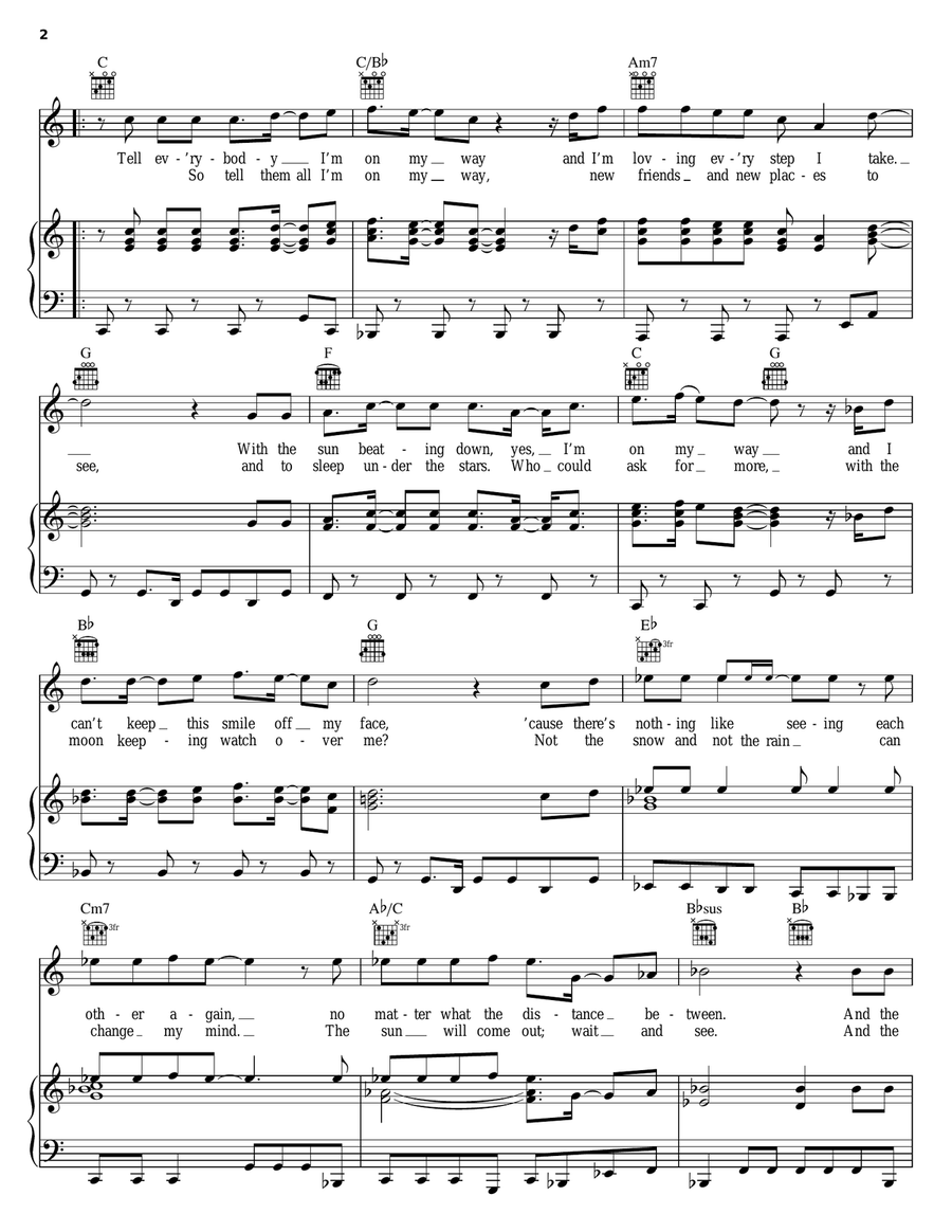 On My Way Piano, Vocal, Guitar scores gallery preview page 2