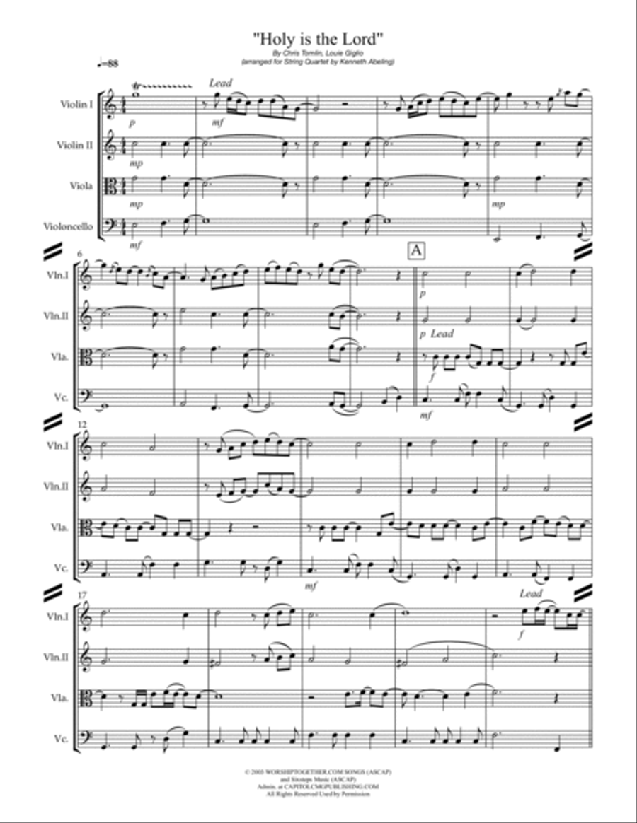 Holy Is The Lord Holy Is The Lord Woodwind Quartet scores gallery preview page 2