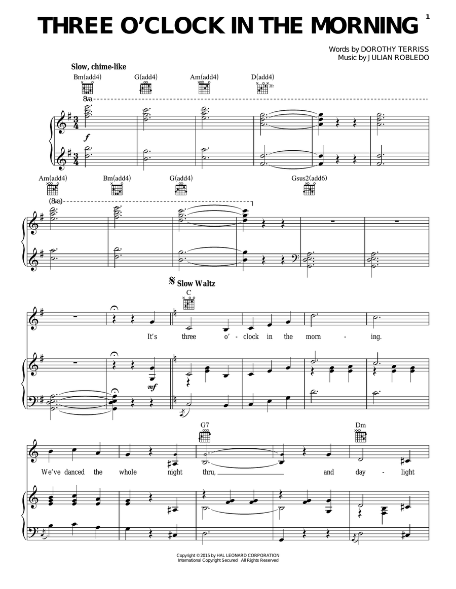 Three O'Clock In The Morning Guitar scores gallery preview page 1
