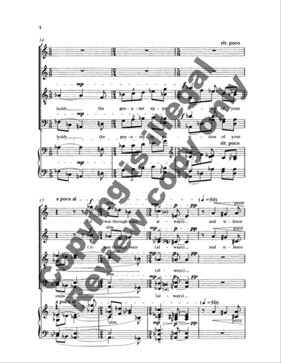 Four e.e. cummings poems: 1. it is at moments after i have dreamed 4-Part scores gallery preview page 8