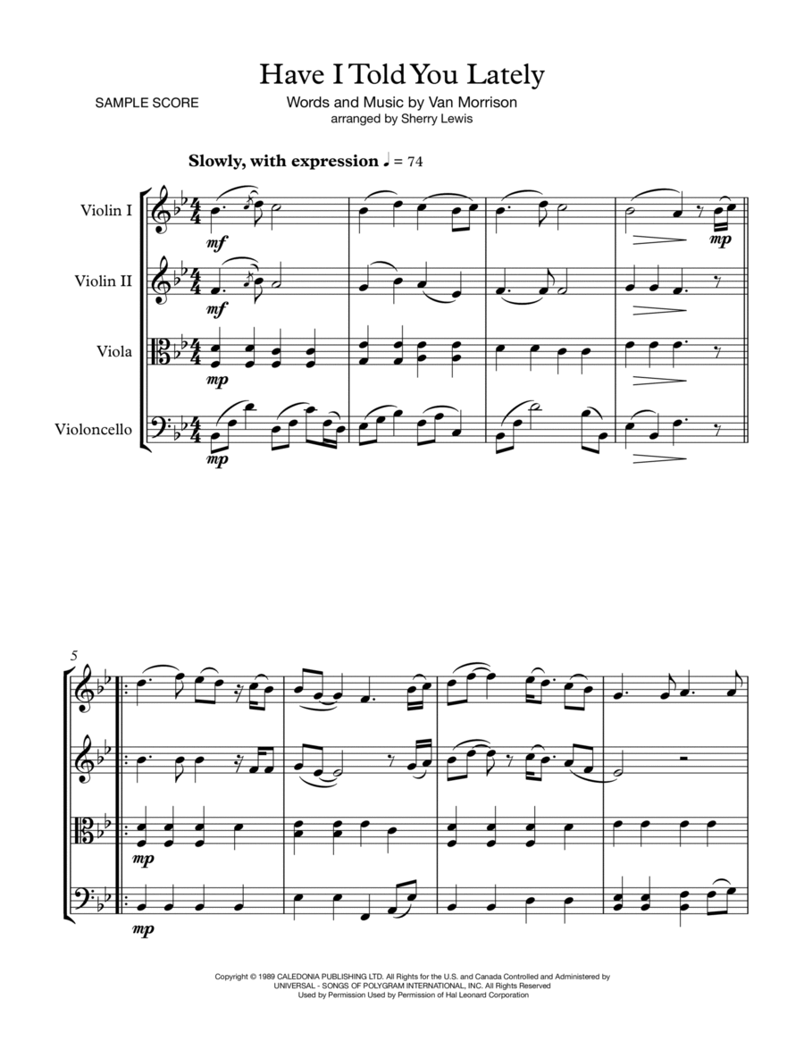 Have I Told You Lately String Quartet scores gallery preview page 1