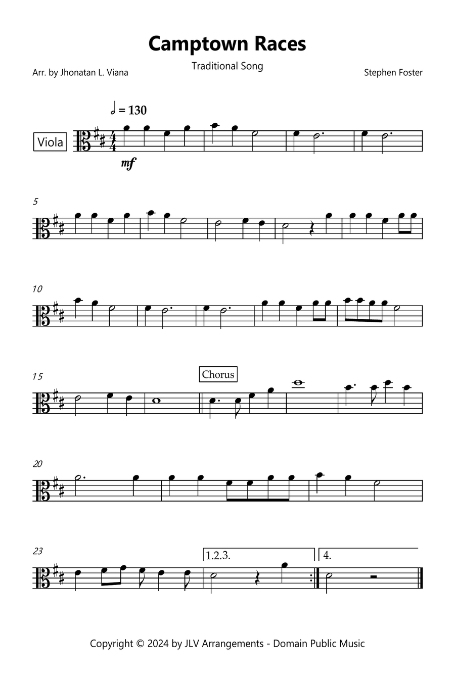 Camptown Races Viola Solo scores gallery preview page 1