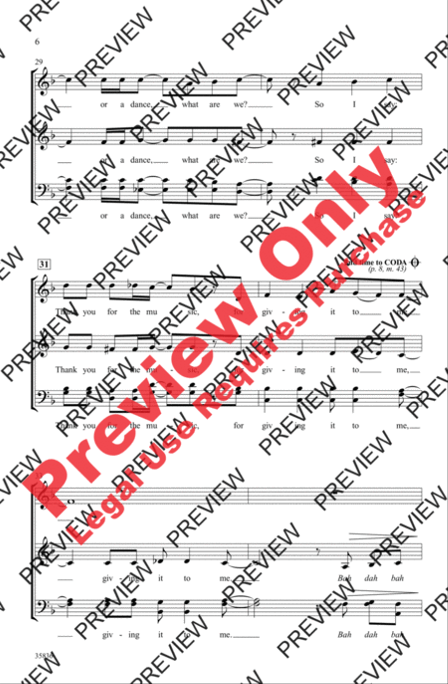 Thank You for the Music 4-Part scores gallery preview page 6