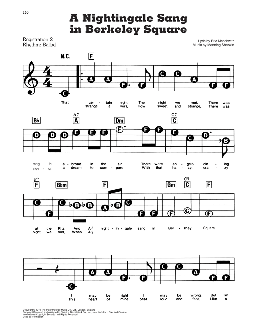 A Nightingale Sang In Berkeley Square Electronic Keyboard scores gallery preview page 1