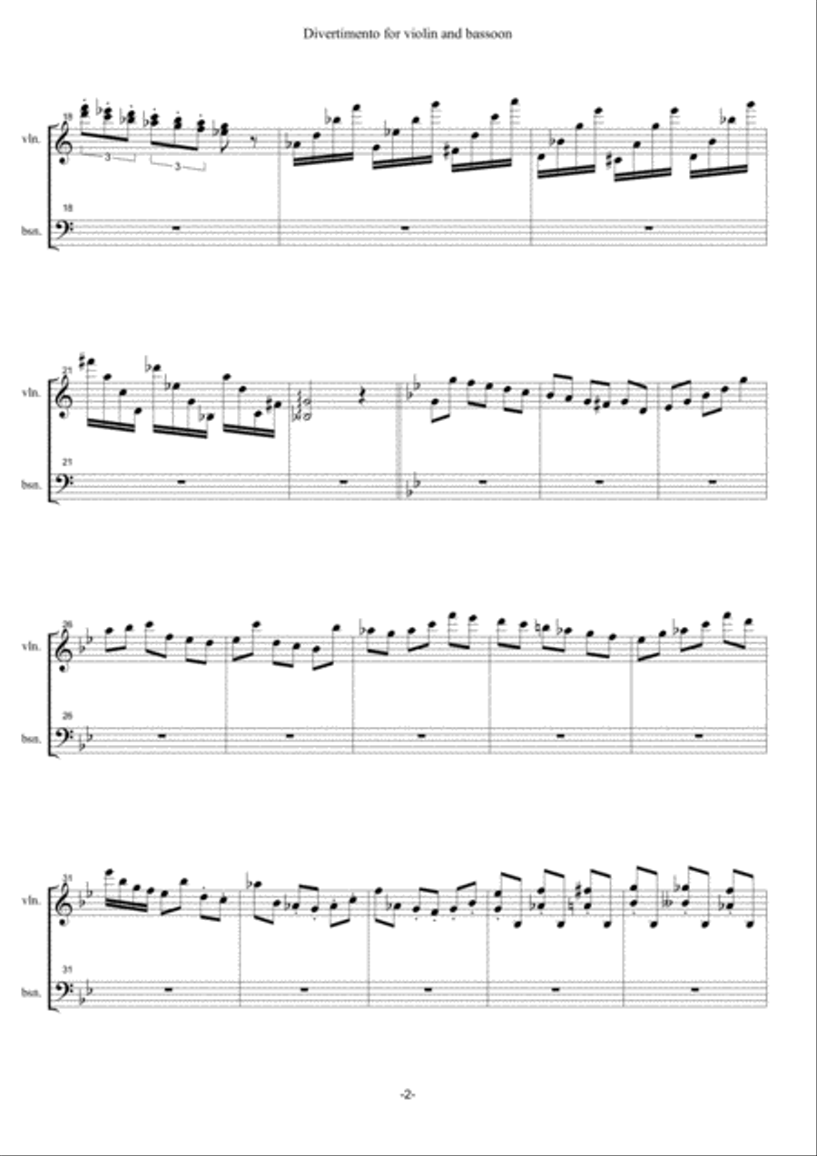 Divertimento for violin and bassoon Bassoon scores gallery preview page 2