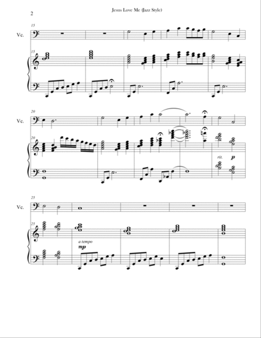 Jesus Loves Me (Piano & Cello) Jazz Style Jesus Loves Me (Piano & Cello) Jazz Style Piano scores gallery preview page 2