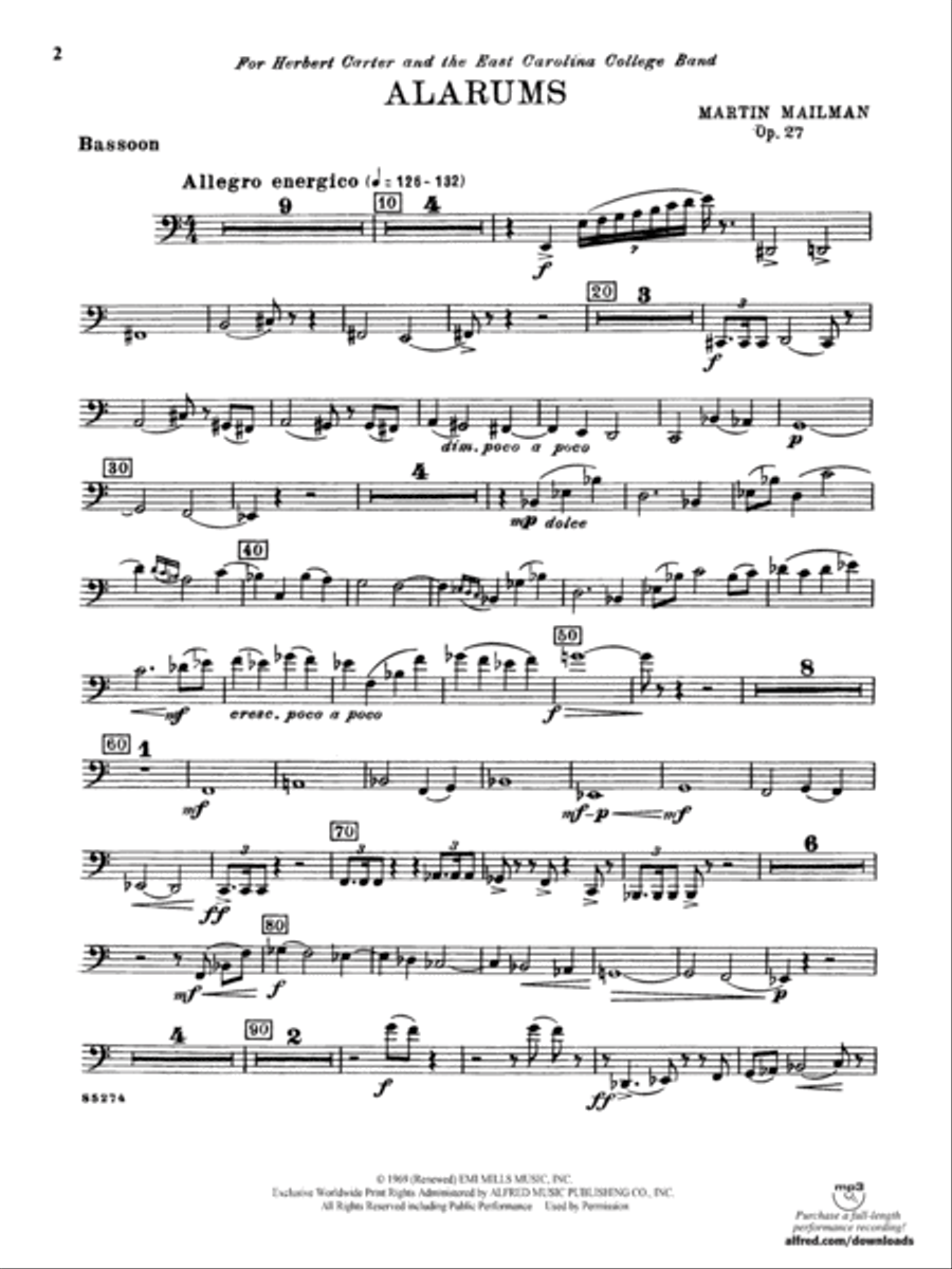 Alarums, Op. 27: Bassoon Concert Band scores gallery preview page 1