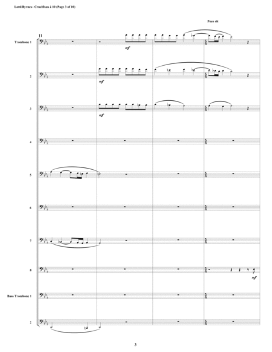 Crucifixus a 10 by Antonio Lotti (Trombone Choir) Trombone scores gallery preview page 3