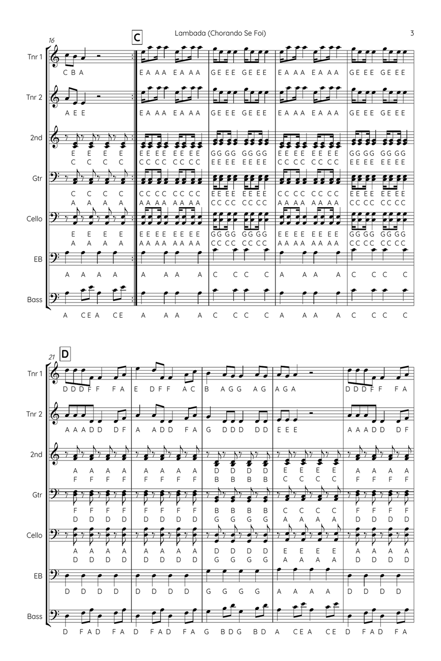 Chorando Se Foi (Lambada) Steel Drum Band scores gallery preview page 3