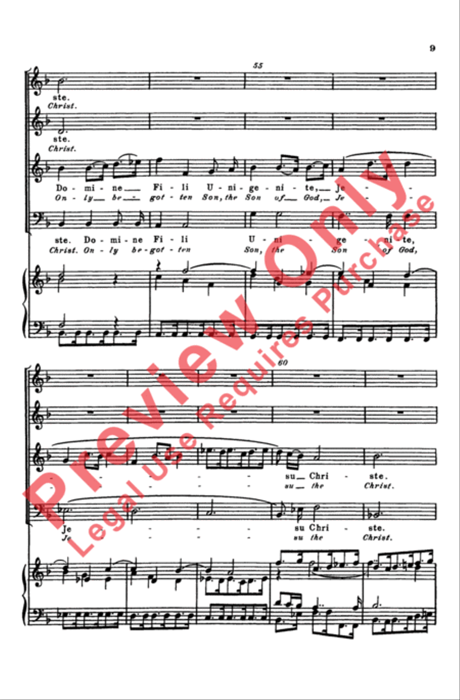 Domine Fili Unigenite (Only Begotten Son of God) 4-Part scores gallery preview page 9