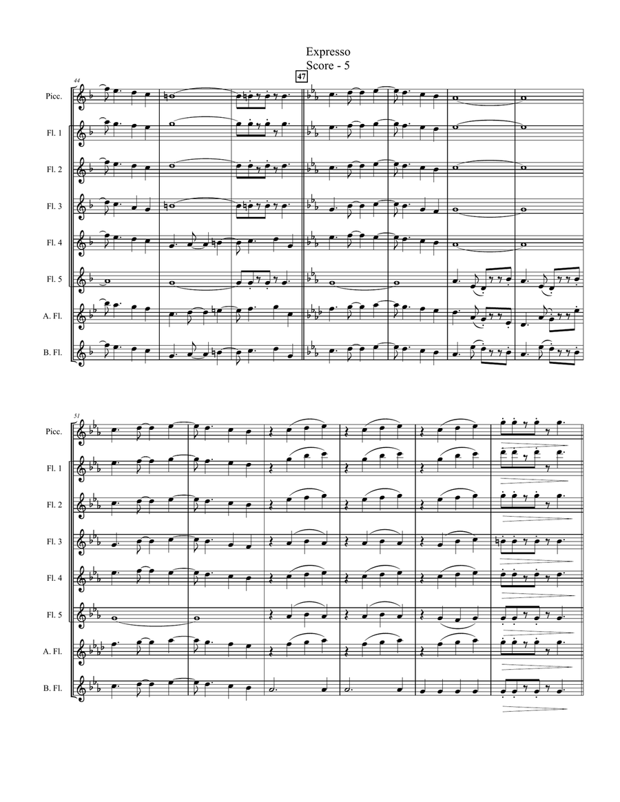 Expresso (for Expandable Flute Choir) Flute Choir scores gallery preview page 5