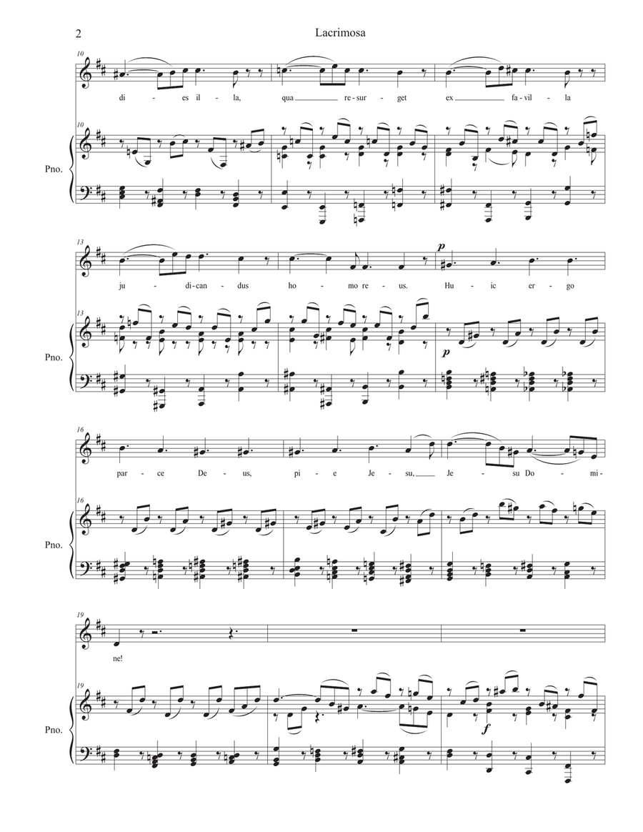 Lacrimosa (Vocal Solo - Accessible Key Version) Piano, Vocal scores gallery preview page 2