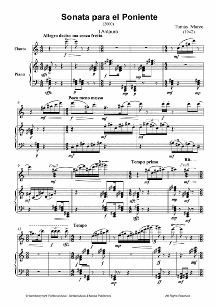 Sonata para el Poniente for Flute and Piano image number null