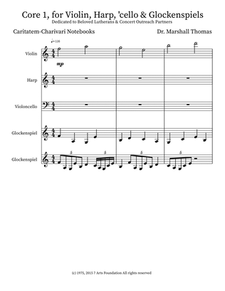 Core 1, for Violin, Harp, 'cello & Glockenspiels