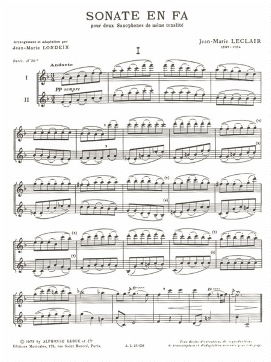 Sonata In F (two Saxophones) Saxophone Duet scores gallery preview page 2