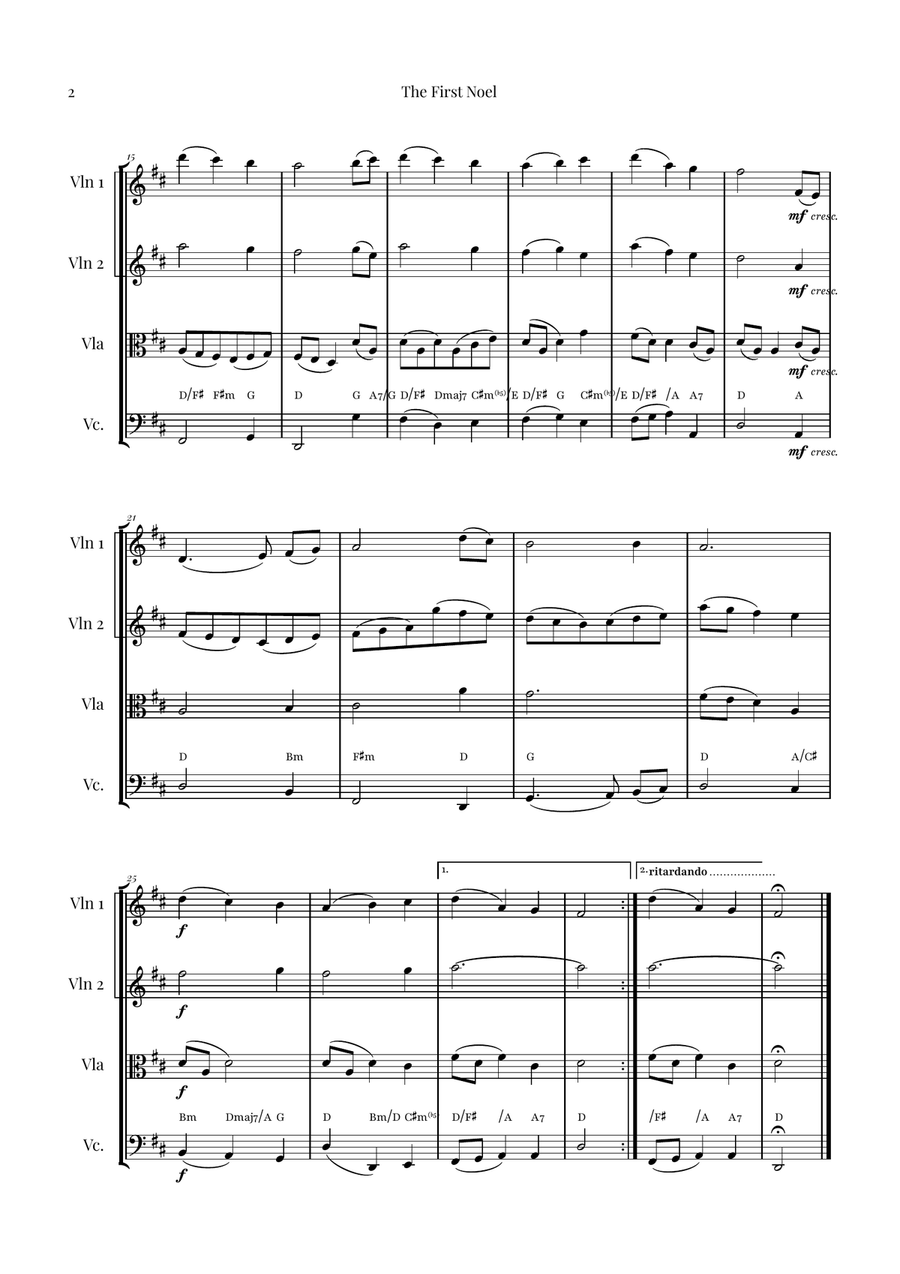 The First Noel | BEAUTIFUL Christmas Classic String Quartet scores gallery preview page 2