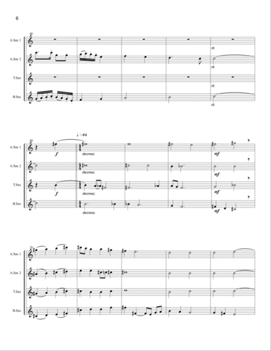 Variations on a Well-Known Hymn - Saxophone Quartet AATB Saxophone Quartet scores gallery preview page 6
