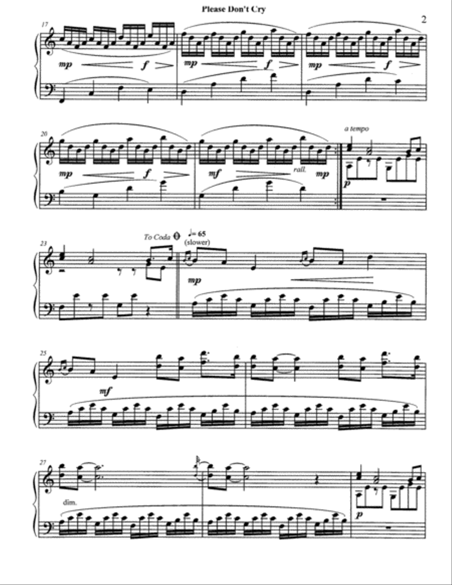 Please Don't Cry Please Don't Cry Piano Solo scores gallery preview page 2